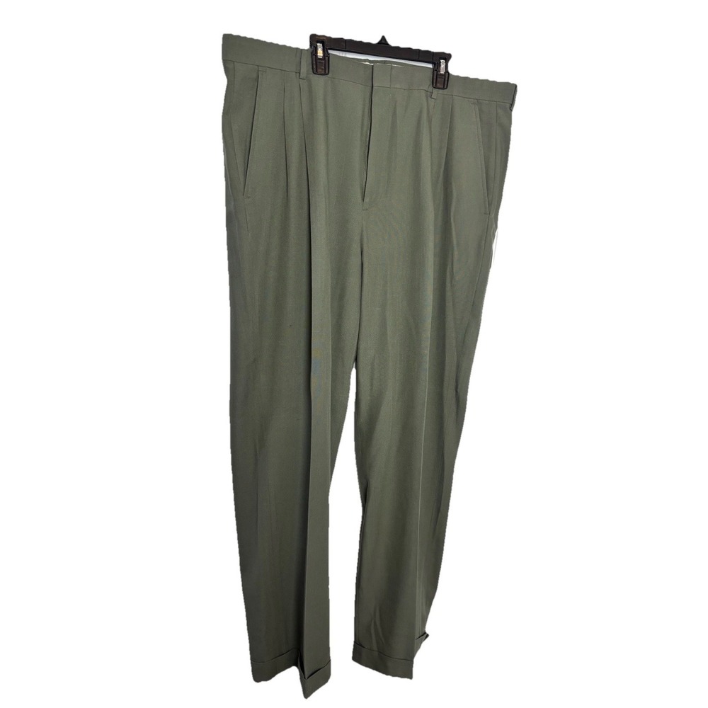 Gianfranco Ruffini Italy Men's 40x31 Dress Pants Poly Blend Pleated Front Cuffed
